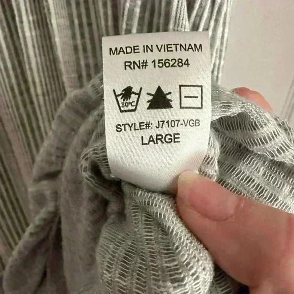 Caution To The Wind Women's Gray & White Striped Ribbed Dress Size L V-Neck - Picture 5 of 6